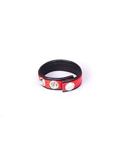 Rainbow Leather Cock Or Ball Strap - Black & Red