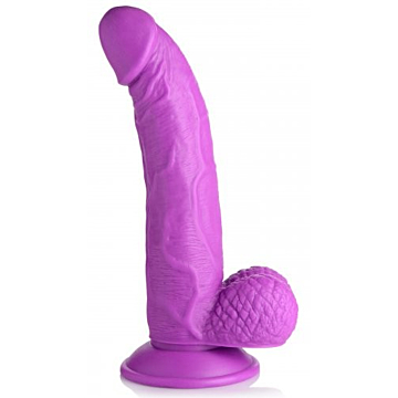 XR BRANDS REALISTIC DILDO W/ TESTICLES PURPLE