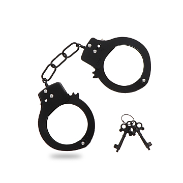 Χρυσές Metal Black Handcuffs - Toy Joy