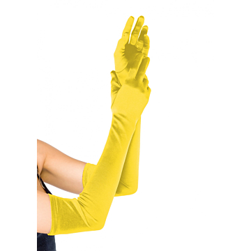 Extra Long Satin Gloves - Yellow