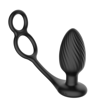 Nexus - TORNADO Rotating Plug with Cock & Ball Rings - Black - image 1