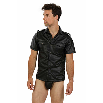 Black Leatherlook Shirt - Fetish Top by Soiemio