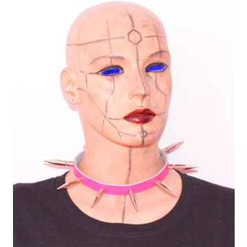 Bold Pink Leather Choker - Kinksters