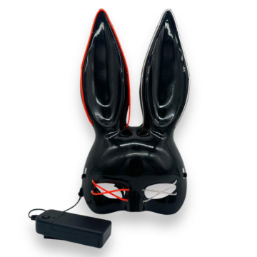 Kinky Pleasure Bunny Mask Deluxe with LED Lights – Black