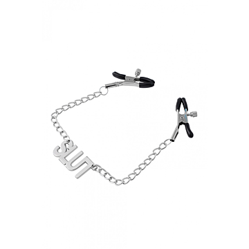 Seductive SLUT nipple clamps + chain by Soiemio