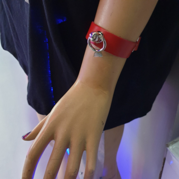 BULLET69 Red Leather Wristband