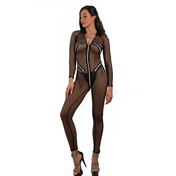 Black Soiemio Festival Catsuit with 5 Zips