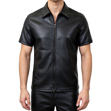 Leaher-look T-Shirt with Zip