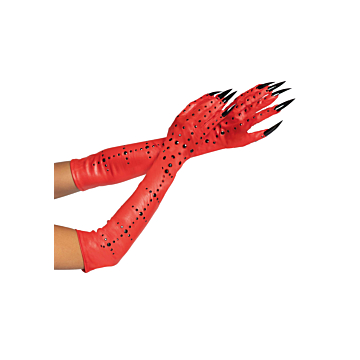 Red Rhinestone Demon Claw Gloves by Leg Avenue