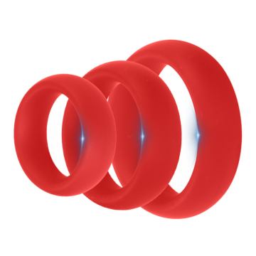 Thick 3 C-Ring Set - Stretchy Silicone Red