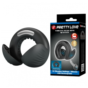 PRETTY LOVE - QUENTIN PENIS RING WITH TESTICULAR STIMULATOR