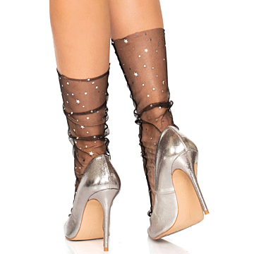 Black Tulle Star & Moons Socks by Leg Avenue