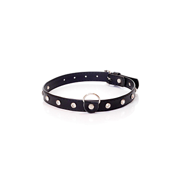 Fetish BDSM Collar with Silver Crystals - 2 cm - Vegan Leather