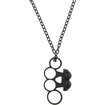 Black Knuckle Duster Skull Necklace