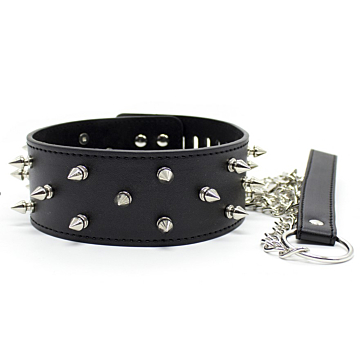 Black Studded Collar & Leash by Kinksters