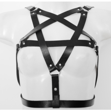Kinksters Pentagram Harness: Vegan Leather, Black