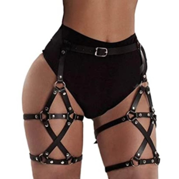 Black Eco Leather Leg Harness by Kinksters