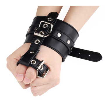 Black Vegan Leather Hand Restraint System