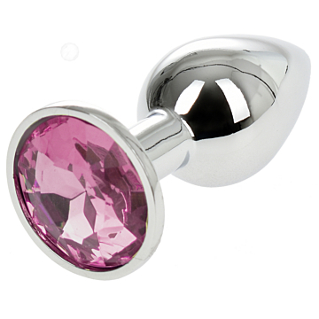 Anal Plug Metallic Buttplug Small Silver/Fuchsia