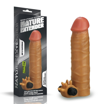 Προέκταση Πέους 17.8cm - Add 1.5" Vibrating Silicone Extender Καφέ