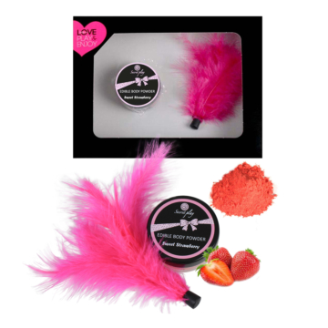Secret Play Strawberry Edible Body Powder & Feather Tickler