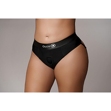 Vibrating Strap-on Thong with Removable Butt Straps Black-XL2XL