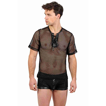 Black Mens Net Top by Soiemio