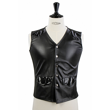 Stylish Black Leatherlook Fetish Vest