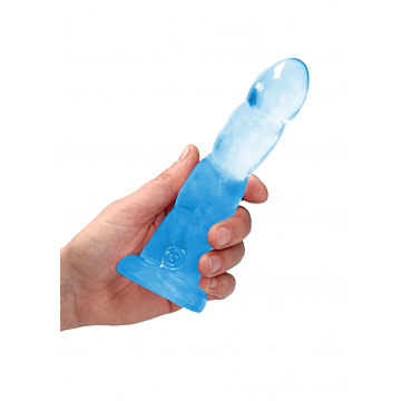 Crystal Clear Ribbed Dildo 18cm - Blue