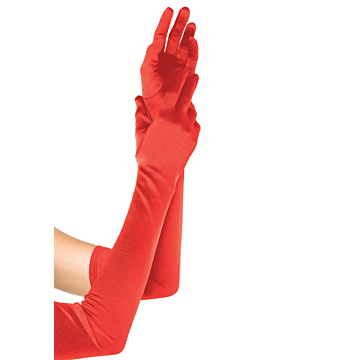 Red Satin Gloves - Leg Avenue Extra Long