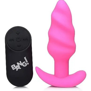 XR Brands Swirl Butt Plug - 21X Vibrating (Pink)