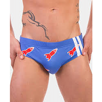 Blue Space Rocket Swim Brief by Barcode Berlin