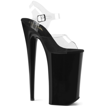  Pleaser skyscraper high heels ankle strap sandal clear black Beyond-008-36