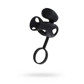 ToyFa Black & Red Vibrating Cage Penis Ring
