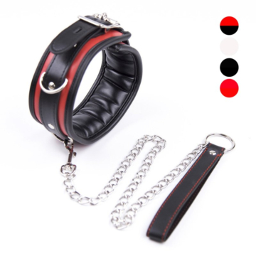 Black And Red Thick D Ring Neck Collar Black-Red
