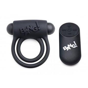 Silicone Cock Ring & Bullet with Remote Control - Black