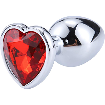 Butt plug with diamond heart red Large