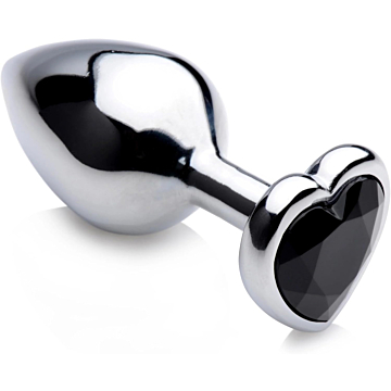 Butt Plug With Diamond Heart Black Large