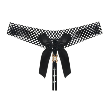 Women Sexy Open Bow Thong Black