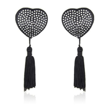 Heart Sparkle Nipples Tassels - Silver