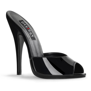 Devious high heels mules black patent-EU 46