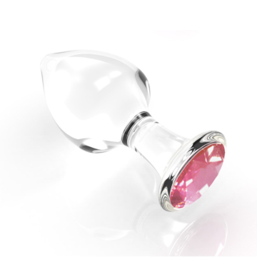 Diamond Glass Butt Plug Pink L