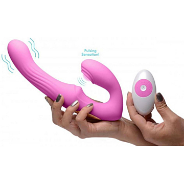 DOUBLE CONTROL AND PUSHBUTTON POINT G USB STRAPLESS STRAPON