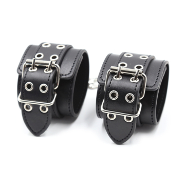 Double Pins Buckle Wrist Cuffs Black