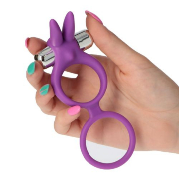 Toyz4Lovers Vibrating Dual Cock Ring with Rabbit - Purple