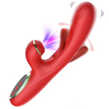 Dual Action Rabbit Vibrator – Suction & Flapping Tip Red