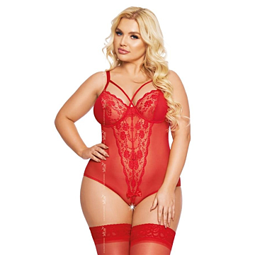 SoftLine Plus Size Bodysuite Red - Amanda