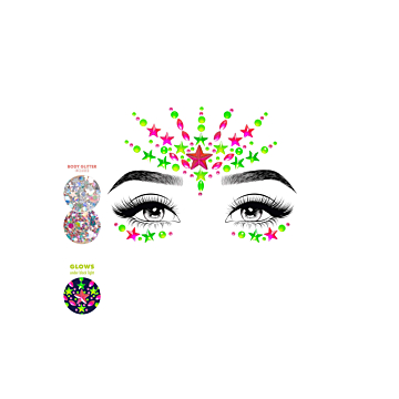 Luminous Neon Face Jewels Sticker