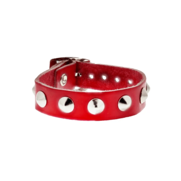 Studded Red Leather Bracelet