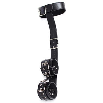 FETISH ADDICT COLLAR WITH RESTRAINTS ADJUSTABLE BLACK